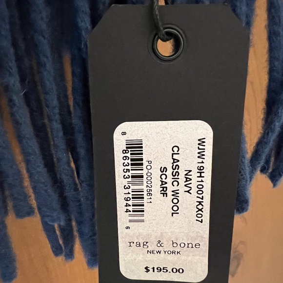 Rag & Bone Wool Scarf - Blue, with Fringe. NWT - Picture 3 of 7